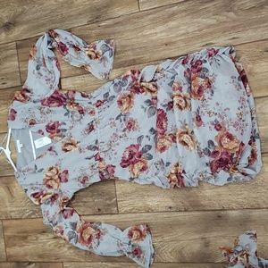 Cinched Floral Vneck Dress Woman Size XS